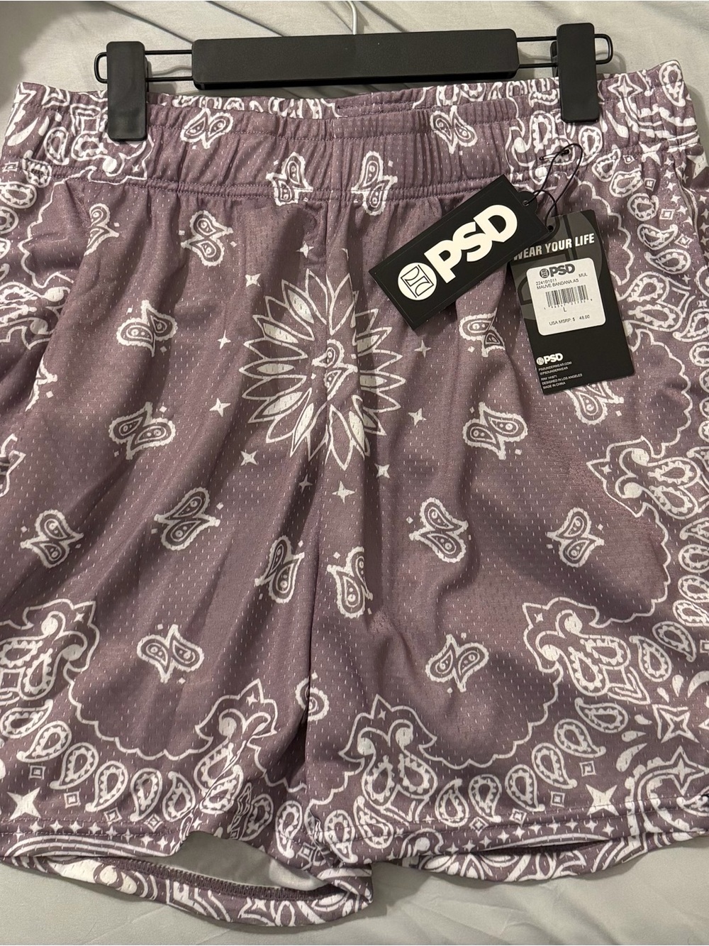 PSD Men’s Lavender Paisley Athletic Shorts BRAND NEW